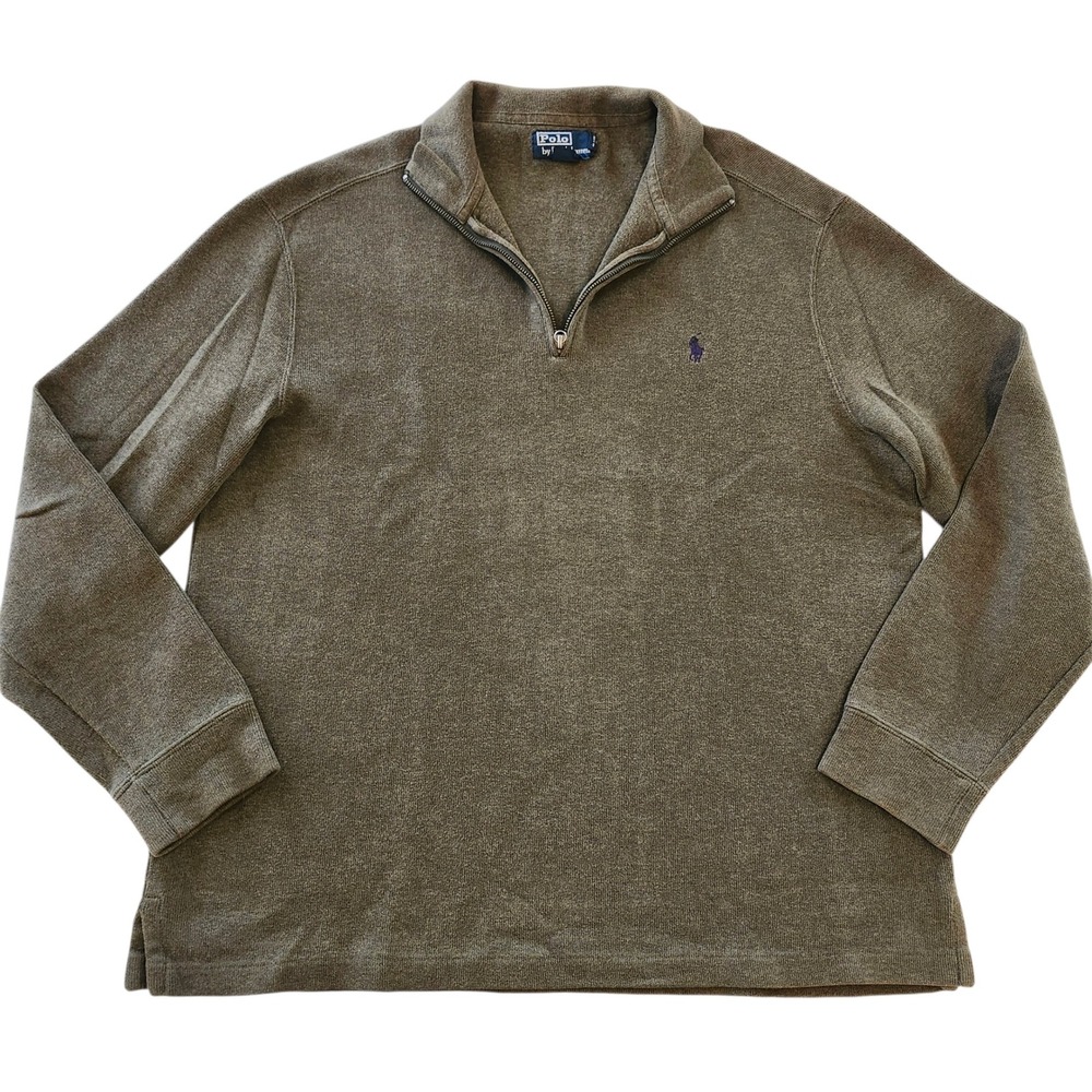 Polo Ralph Lauren 1/4 Quarter Zip Pullover Sweater olive Green Men's Size Large